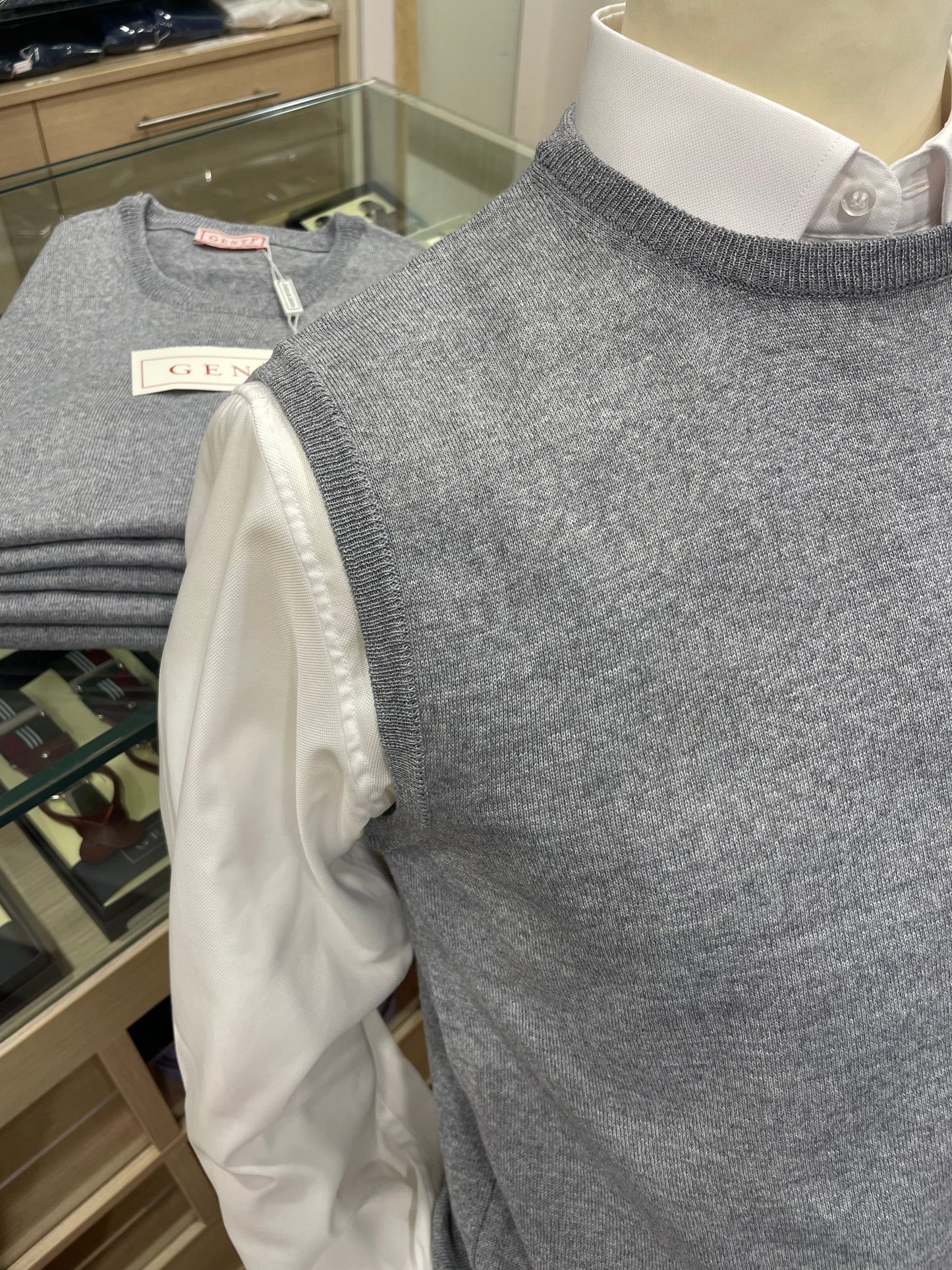 Gilet lana girocollo